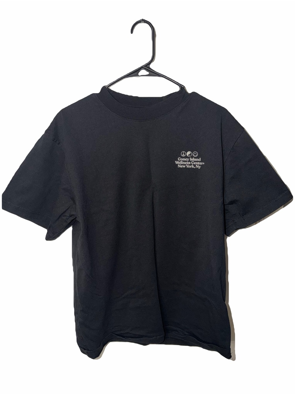 Black Graphic Tee with Small Chest Logo